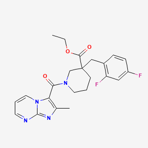 molecular formula C23H24F2N4O3 B5965512 ethyl 3-(2,4-difluorobenzyl)-1-[(2-methylimidazo[1,2-a]pyrimidin-3-yl)carbonyl]-3-piperidinecarboxylate 