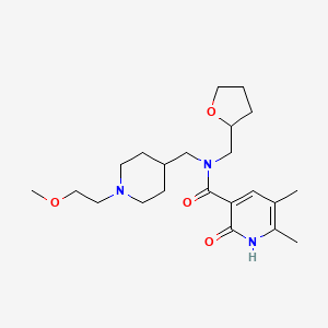 molecular formula C22H35N3O4 B5965528 N-{[1-(2-methoxyethyl)-4-piperidinyl]methyl}-5,6-dimethyl-2-oxo-N-(tetrahydro-2-furanylmethyl)-1,2-dihydro-3-pyridinecarboxamide 