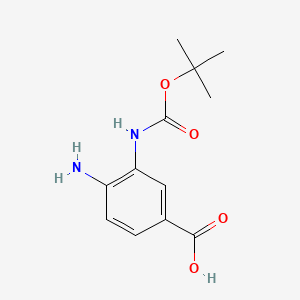 molecular formula C12H16N2O4 B596553 4-Amino-3-((tert-butoxycarbonyl)amino)benzoic acid CAS No. 1282523-83-4