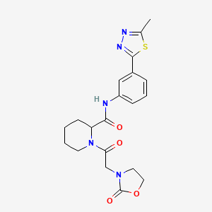 molecular formula C20H23N5O4S B5965531 N-[3-(5-methyl-1,3,4-thiadiazol-2-yl)phenyl]-1-[(2-oxo-1,3-oxazolidin-3-yl)acetyl]-2-piperidinecarboxamide 