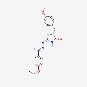 molecular formula C21H23N3O3S B5965573 4-isopropoxybenzaldehyde [5-(4-methoxybenzyl)-4-oxo-1,3-thiazolidin-2-ylidene]hydrazone 
