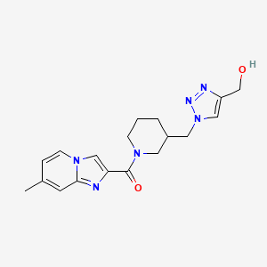 molecular formula C18H22N6O2 B5965596 [1-({1-[(7-methylimidazo[1,2-a]pyridin-2-yl)carbonyl]-3-piperidinyl}methyl)-1H-1,2,3-triazol-4-yl]methanol 