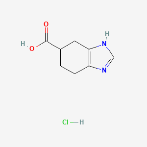 molecular formula C8H11ClN2O2 B596562 4,5,6,7-Tetrahydro-1H-benzoimidazole-5-carboxylic acid hydrochloride CAS No. 131020-57-0