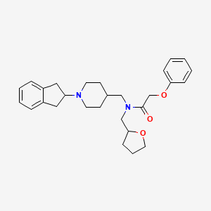 molecular formula C28H36N2O3 B5965624 N-{[1-(2,3-dihydro-1H-inden-2-yl)-4-piperidinyl]methyl}-2-phenoxy-N-(tetrahydro-2-furanylmethyl)acetamide 
