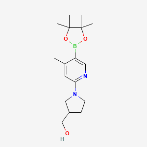 molecular formula C17H27BN2O3 B596570 (1-(4-Methyl-5-(4,4,5,5-tetramethyl-1,3,2-dioxaborolan-2-yl)pyridin-2-yl)pyrrolidin-3-yl)methanol CAS No. 1351206-38-6