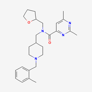 molecular formula C26H36N4O2 B5965722 2,6-dimethyl-N-{[1-(2-methylbenzyl)-4-piperidinyl]methyl}-N-(tetrahydro-2-furanylmethyl)-4-pyrimidinecarboxamide 