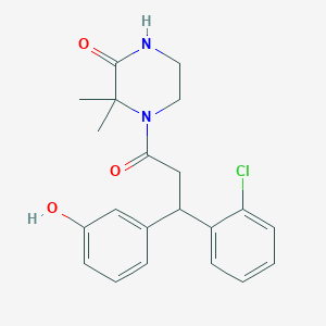 molecular formula C21H23ClN2O3 B5965739 4-[3-(2-chlorophenyl)-3-(3-hydroxyphenyl)propanoyl]-3,3-dimethyl-2-piperazinone 