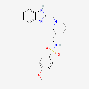 molecular formula C21H26N4O3S B5965757 N-{[1-(1H-benzimidazol-2-ylmethyl)-3-piperidinyl]methyl}-4-methoxybenzenesulfonamide 