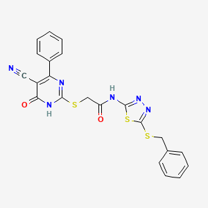 molecular formula C22H16N6O2S3 B5965765 N-[5-(benzylthio)-1,3,4-thiadiazol-2-yl]-2-[(5-cyano-6-oxo-4-phenyl-1,6-dihydro-2-pyrimidinyl)thio]acetamide 