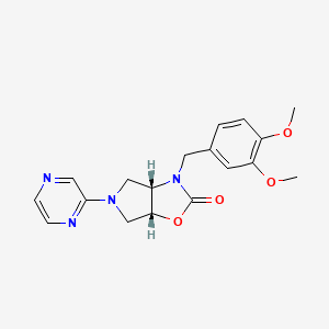 molecular formula C18H20N4O4 B5965798 (3aS*,6aR*)-3-(3,4-dimethoxybenzyl)-5-(2-pyrazinyl)hexahydro-2H-pyrrolo[3,4-d][1,3]oxazol-2-one 