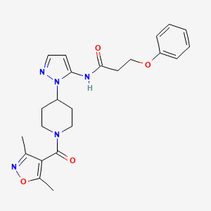 molecular formula C23H27N5O4 B5965809 N-(1-{1-[(3,5-dimethyl-4-isoxazolyl)carbonyl]-4-piperidinyl}-1H-pyrazol-5-yl)-3-phenoxypropanamide 
