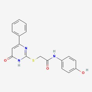 molecular formula C18H15N3O3S B5965846 N-(4-hydroxyphenyl)-2-[(6-oxo-4-phenyl-1,6-dihydro-2-pyrimidinyl)thio]acetamide 