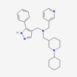 molecular formula C28H37N5 B5965861 1-(1-cyclohexyl-3-piperidinyl)-N-[(3-phenyl-1H-pyrazol-4-yl)methyl]-N-(3-pyridinylmethyl)methanamine 