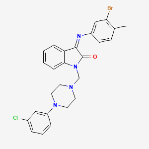3-[(3-bromo-4-methylphenyl)imino]-1-{[4-(3-chlorophenyl)piperazin-1-yl]methyl}-1,3-dihydro-2H-indol-2-one