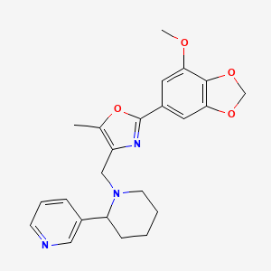 molecular formula C23H25N3O4 B5965884 3-(1-{[2-(7-methoxy-1,3-benzodioxol-5-yl)-5-methyl-1,3-oxazol-4-yl]methyl}-2-piperidinyl)pyridine 