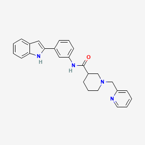 N-[3-(1H-indol-2-yl)phenyl]-1-(2-pyridinylmethyl)-3-piperidinecarboxamide