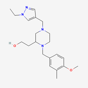 molecular formula C21H32N4O2 B5965900 2-[4-[(1-ethyl-1H-pyrazol-4-yl)methyl]-1-(4-methoxy-3-methylbenzyl)-2-piperazinyl]ethanol 