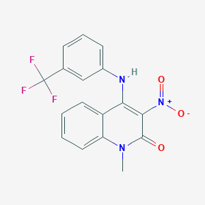 molecular formula C17H12F3N3O3 B5965907 1-methyl-3-nitro-4-{[3-(trifluoromethyl)phenyl]amino}-2(1H)-quinolinone 