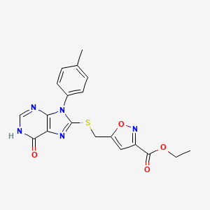 ethyl 5-({[9-(4-methylphenyl)-6-oxo-6,9-dihydro-1H-purin-8-yl]thio}methyl)-3-isoxazolecarboxylate