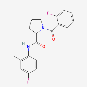 molecular formula C19H18F2N2O2 B5965954 1-(2-fluorobenzoyl)-N-(4-fluoro-2-methylphenyl)prolinamide 