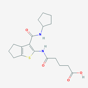 molecular formula C18H24N2O4S B5965961 5-({3-[(cyclopentylamino)carbonyl]-5,6-dihydro-4H-cyclopenta[b]thien-2-yl}amino)-5-oxopentanoic acid 