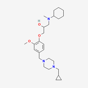 molecular formula C26H43N3O3 B5965975 1-[cyclohexyl(methyl)amino]-3-(4-{[4-(cyclopropylmethyl)-1-piperazinyl]methyl}-2-methoxyphenoxy)-2-propanol 