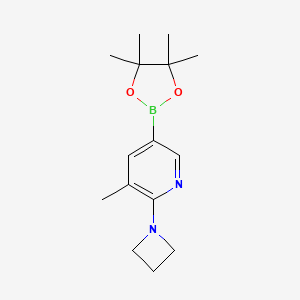 molecular formula C15H23BN2O2 B596598 2-(Azetidin-1-yl)-3-methyl-5-(4,4,5,5-tetramethyl-1,3,2-dioxaborolan-2-yl)pyridine CAS No. 1350637-34-1
