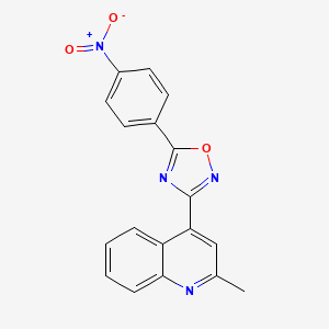 molecular formula C18H12N4O3 B5965997 2-methyl-4-[5-(4-nitrophenyl)-1,2,4-oxadiazol-3-yl]quinoline 