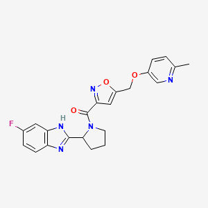 molecular formula C22H20FN5O3 B5966003 5-fluoro-2-{1-[(5-{[(6-methyl-3-pyridinyl)oxy]methyl}-3-isoxazolyl)carbonyl]-2-pyrrolidinyl}-1H-benzimidazole 