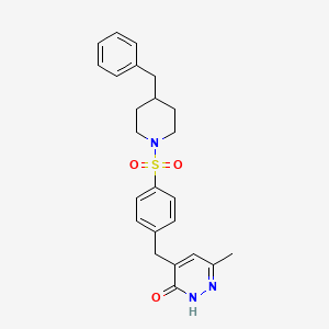 molecular formula C24H27N3O3S B5966028 4-{4-[(4-benzyl-1-piperidinyl)sulfonyl]benzyl}-6-methyl-3(2H)-pyridazinone 