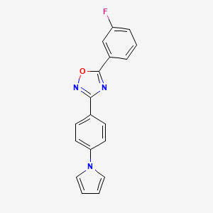 molecular formula C18H12FN3O B5966042 5-(3-fluorophenyl)-3-[4-(1H-pyrrol-1-yl)phenyl]-1,2,4-oxadiazole 
