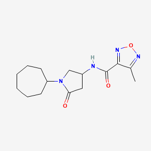 molecular formula C15H22N4O3 B5966071 N-(1-cycloheptyl-5-oxo-3-pyrrolidinyl)-4-methyl-1,2,5-oxadiazole-3-carboxamide 
