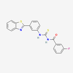molecular formula C21H14FN3OS2 B5966084 N-({[3-(1,3-benzothiazol-2-yl)phenyl]amino}carbonothioyl)-3-fluorobenzamide 