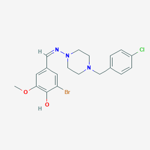 molecular formula C19H21BrClN3O2 B5966085 2-bromo-4-({[4-(4-chlorobenzyl)-1-piperazinyl]imino}methyl)-6-methoxyphenol 