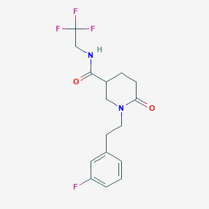 molecular formula C16H18F4N2O2 B5966087 1-[2-(3-fluorophenyl)ethyl]-6-oxo-N-(2,2,2-trifluoroethyl)-3-piperidinecarboxamide 