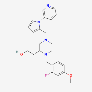molecular formula C24H29FN4O2 B5966106 2-(1-(2-fluoro-4-methoxybenzyl)-4-{[1-(3-pyridinyl)-1H-pyrrol-2-yl]methyl}-2-piperazinyl)ethanol 