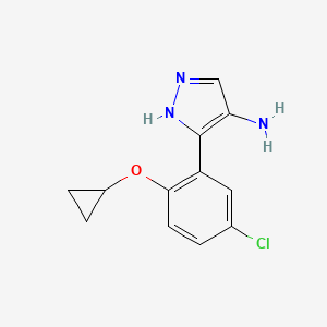 molecular formula C12H12ClN3O B596614 3-(5-chloro-2-cyclopropoxyphenyl)-1H-pyrazol-4-amine CAS No. 1260169-39-8