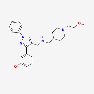molecular formula C26H34N4O2 B5966150 1-[1-(2-methoxyethyl)-4-piperidinyl]-N-{[3-(3-methoxyphenyl)-1-phenyl-1H-pyrazol-4-yl]methyl}methanamine 