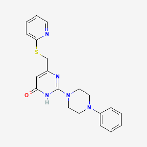 molecular formula C20H21N5OS B5966164 2-(4-phenyl-1-piperazinyl)-6-[(2-pyridinylthio)methyl]-4(3H)-pyrimidinone 