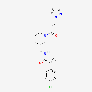 molecular formula C22H27ClN4O2 B5966173 1-(4-chlorophenyl)-N-({1-[3-(1H-pyrazol-1-yl)propanoyl]-3-piperidinyl}methyl)cyclopropanecarboxamide 