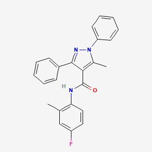 molecular formula C24H20FN3O B5966188 N-(4-fluoro-2-methylphenyl)-5-methyl-1,3-diphenyl-1H-pyrazole-4-carboxamide 