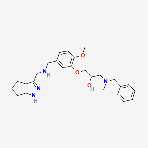 molecular formula C26H34N4O3 B5966196 1-[benzyl(methyl)amino]-3-(2-methoxy-5-{[(1,4,5,6-tetrahydrocyclopenta[c]pyrazol-3-ylmethyl)amino]methyl}phenoxy)-2-propanol 