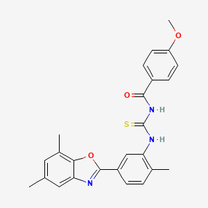 N-({[5-(5,7-dimethyl-1,3-benzoxazol-2-yl)-2-methylphenyl]amino}carbonothioyl)-4-methoxybenzamide