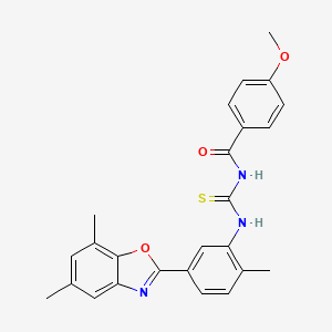 molecular formula C25H23N3O3S B5966204 N-({[5-(5,7-dimethyl-1,3-benzoxazol-2-yl)-2-methylphenyl]amino}carbonothioyl)-4-methoxybenzamide 