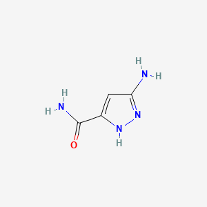 molecular formula C4H6N4O B596622 5-amino-1H-pyrazole-3-carboxamide CAS No. 1219743-26-6