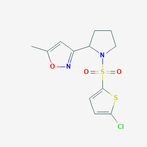 molecular formula C12H13ClN2O3S2 B5966220 3-{1-[(5-chloro-2-thienyl)sulfonyl]-2-pyrrolidinyl}-5-methylisoxazole 