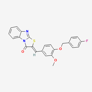 molecular formula C24H17FN2O3S B5966235 2-{4-[(4-fluorobenzyl)oxy]-3-methoxybenzylidene}[1,3]thiazolo[3,2-a]benzimidazol-3(2H)-one 