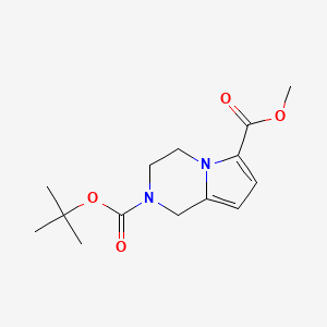 molecular formula C14H20N2O4 B596624 2-tert-butyl 6-methyl 1H,2H,3H,4H-pyrrolo[1,2-a]pyrazine-2,6-dicarboxylate CAS No. 1363383-12-3