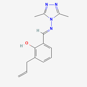 molecular formula C14H16N4O B5966260 2-allyl-6-{[(3,5-dimethyl-4H-1,2,4-triazol-4-yl)imino]methyl}phenol 