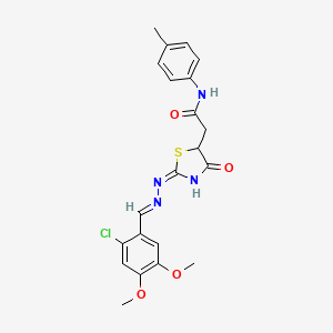 molecular formula C21H21ClN4O4S B5966265 2-{2-[(2-chloro-4,5-dimethoxybenzylidene)hydrazono]-4-oxo-1,3-thiazolidin-5-yl}-N-(4-methylphenyl)acetamide 